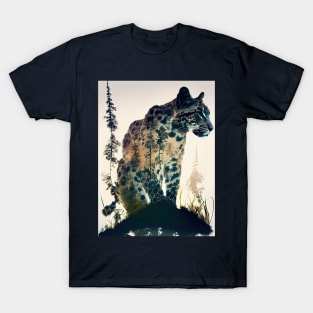 Clouded Leopard Double Exposure T-Shirt